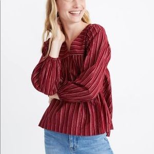 Madewell Swingy Peasant Top Metallic Stripe Sz M